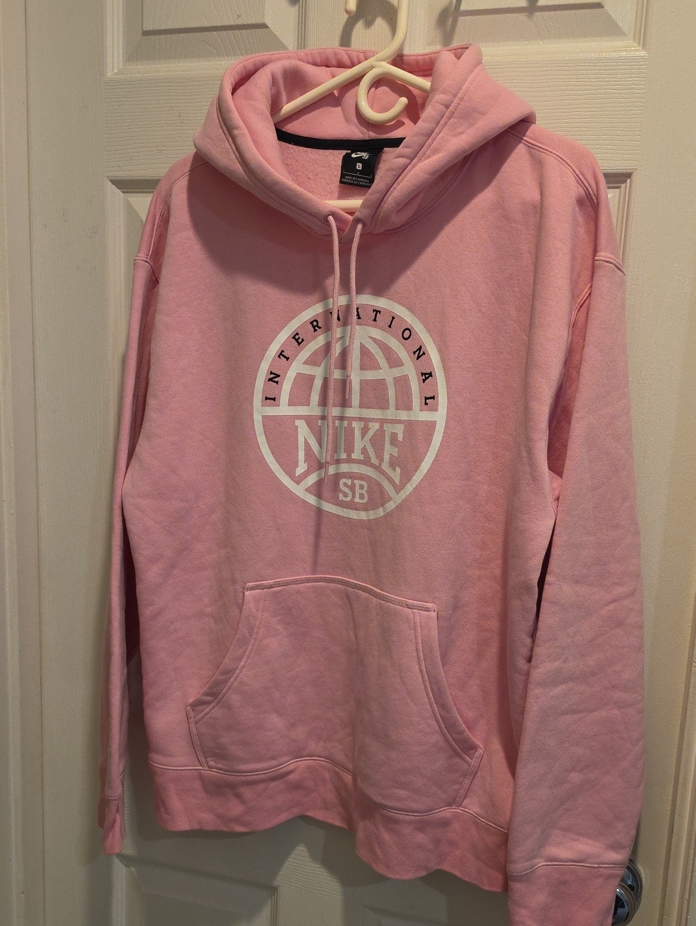 Nike Pink Crewneck Hoodie with White International Logo